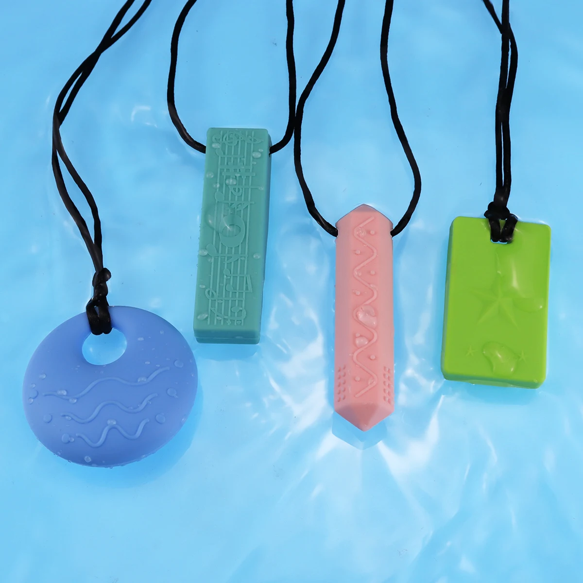 Sensory Chew Necklace,2 Packs-Autistic Chew Toy,Silicone Baby Teether toys,Sensory Chew Toy for with Autism, ADHD, SPD, Chewing