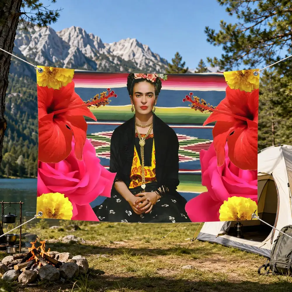 F-Fridas Art K-Kahlo Flags Aesthetic Wall Tapestry Printed Wall Hanging Living Room Party Outdoor Decor