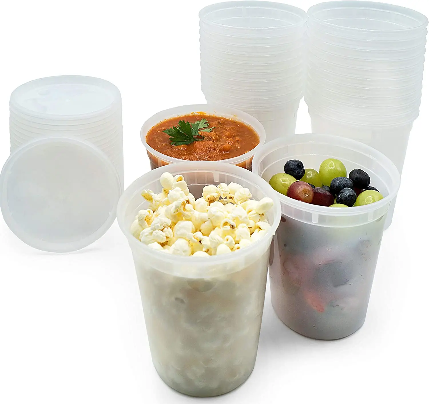 Microwave Leakproof Deli Cup Plastic Food Storage Containers With Airtight Lids 32 OZ Food Box Food Container