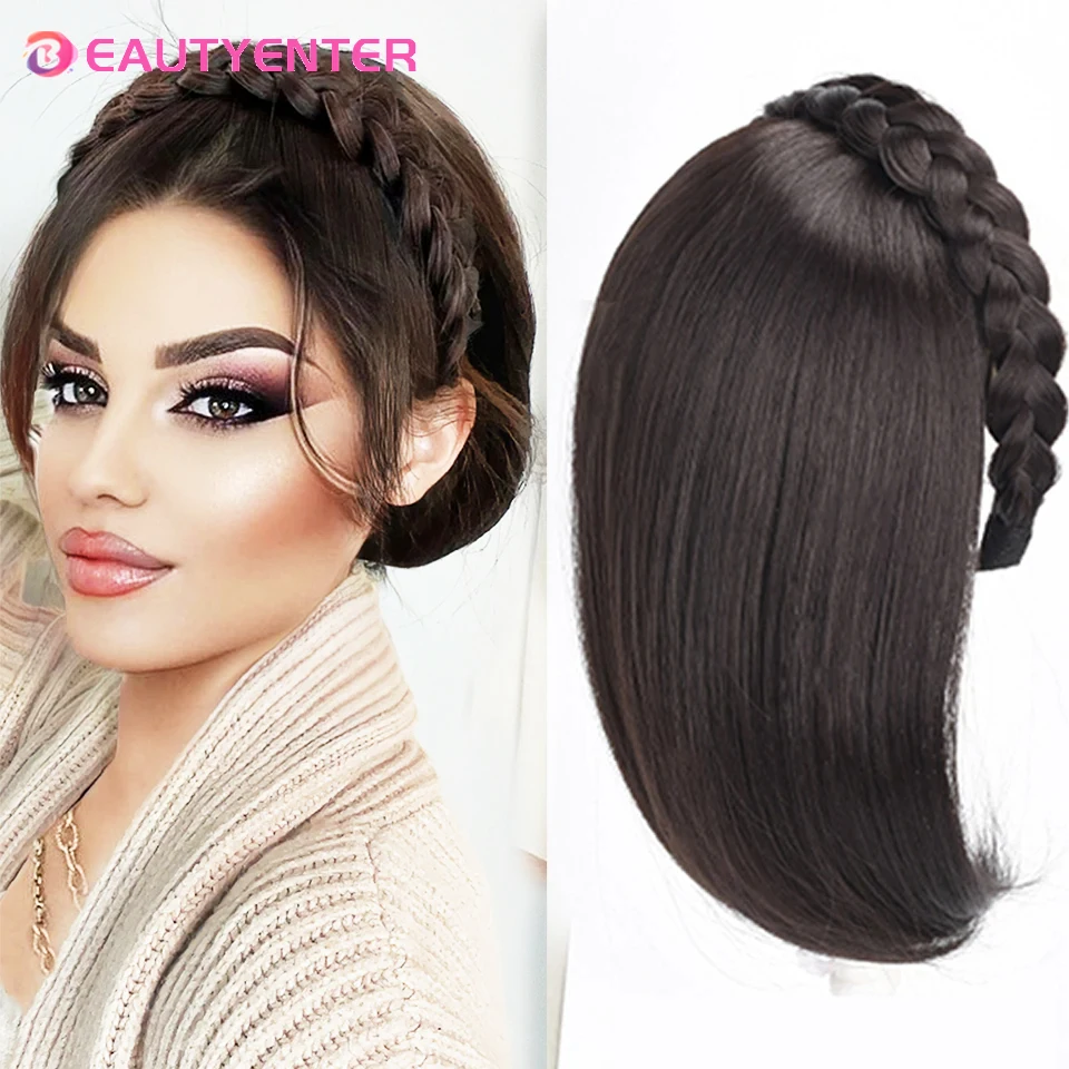 

Braid Headband Bangs Synthetic Bangs Hair Extension Fake Fringe Natural Hair Clip on Hairpieces for Women Invisible Natural