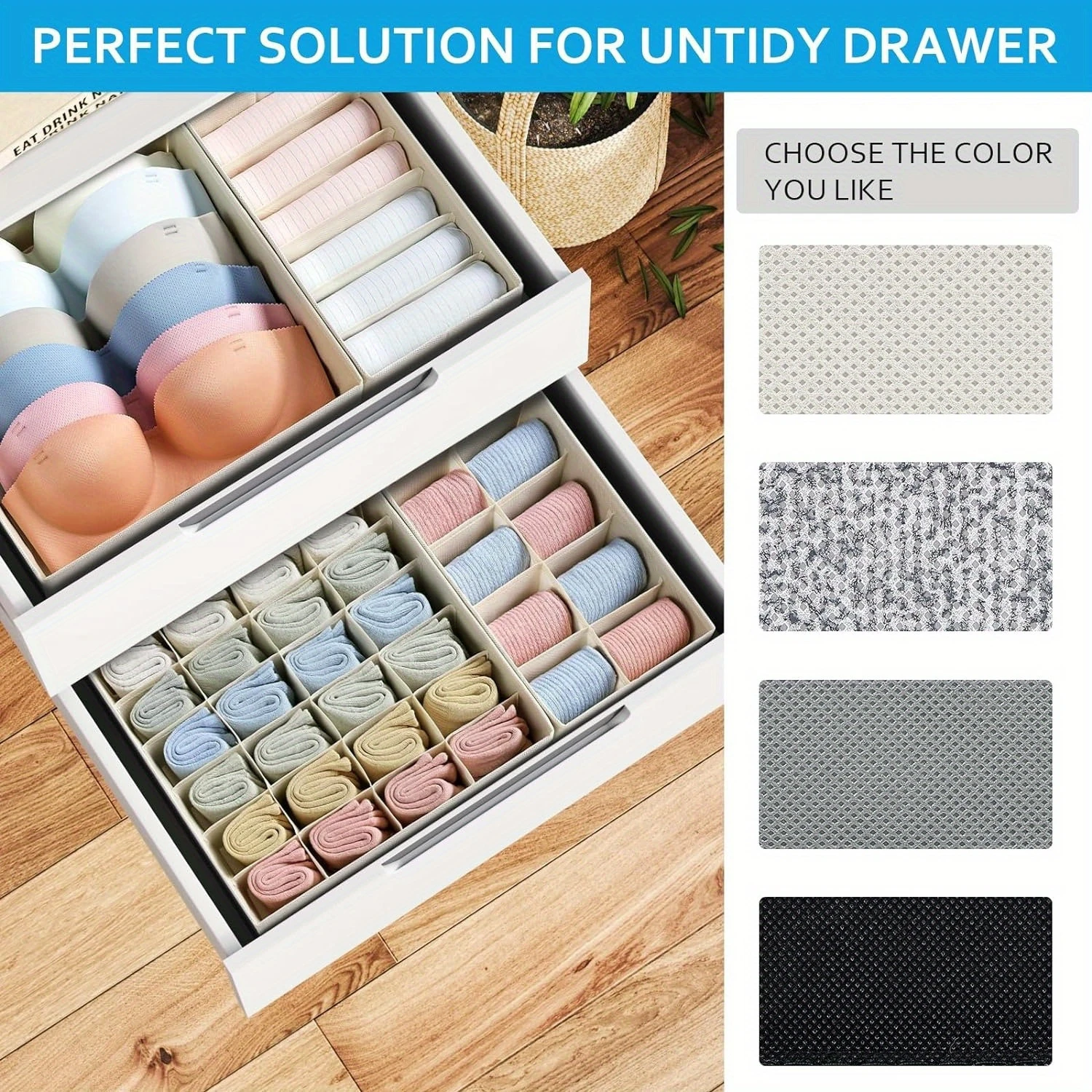 

Easortm Drawer Organizer Clothes, Large Sock Dresser Organizer, Drawer Divider Organizers for Clothing, Underwear Organizers and