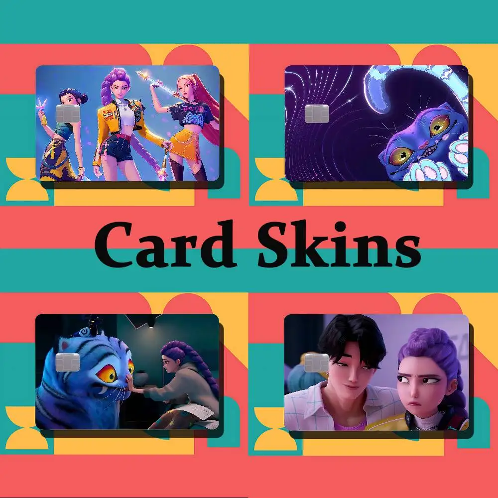 

Movie A-KPop Demon Hunters-S Card Stickers Cartoon Decorative Small Waterproof Chip 4PCS Card Sticker New Anti-Scratch