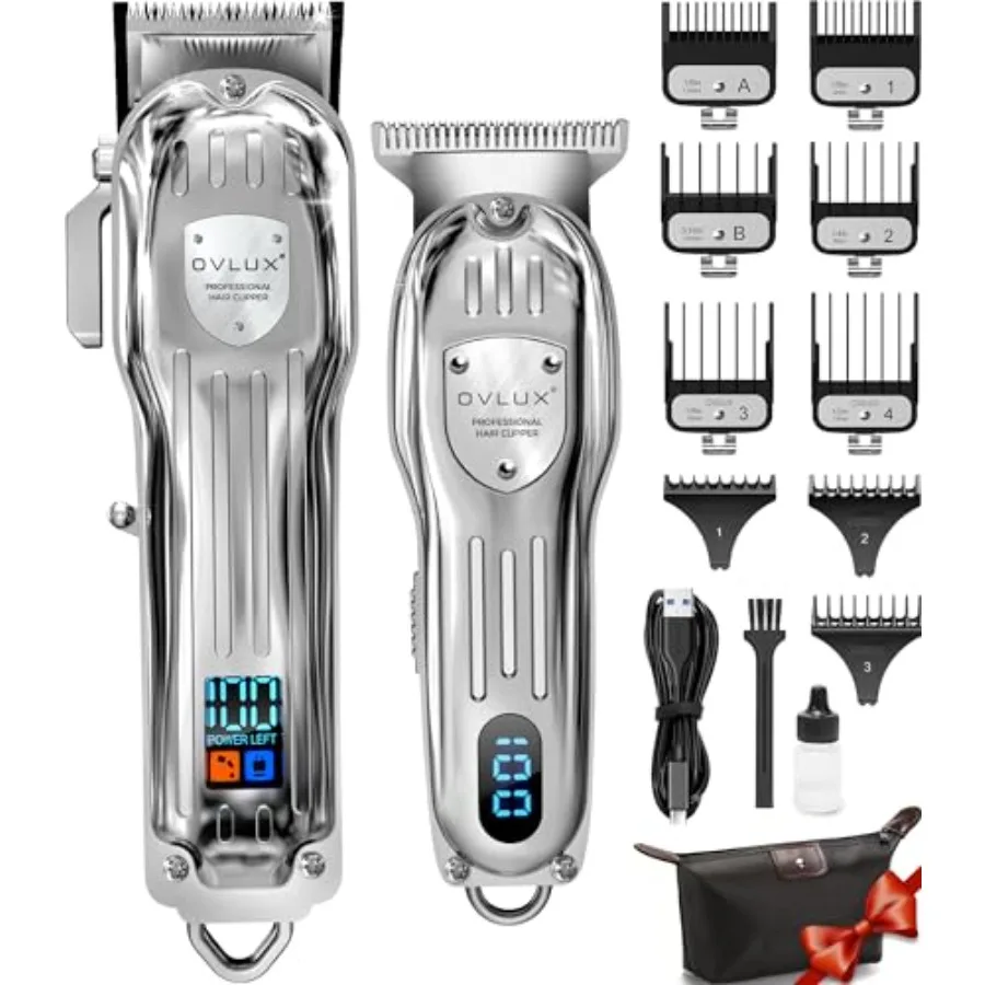 

Cordless Beard and Hair Trimmer Set for Men with LCD Display - Professional Hair Clippers in Black - Barber-Grade Grooming Kit
