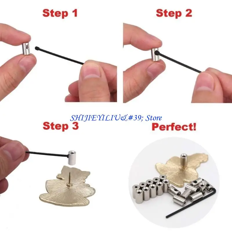 E21F 60pcs Brooch Caps and Wrench Locking Pin Back Locking Pin Locking Buckle Pin