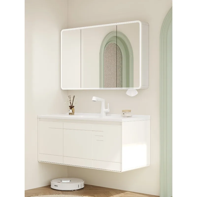 Bathroom cabinet combination, toilet hand wash basin, oak floor-to-ceiling washbasin