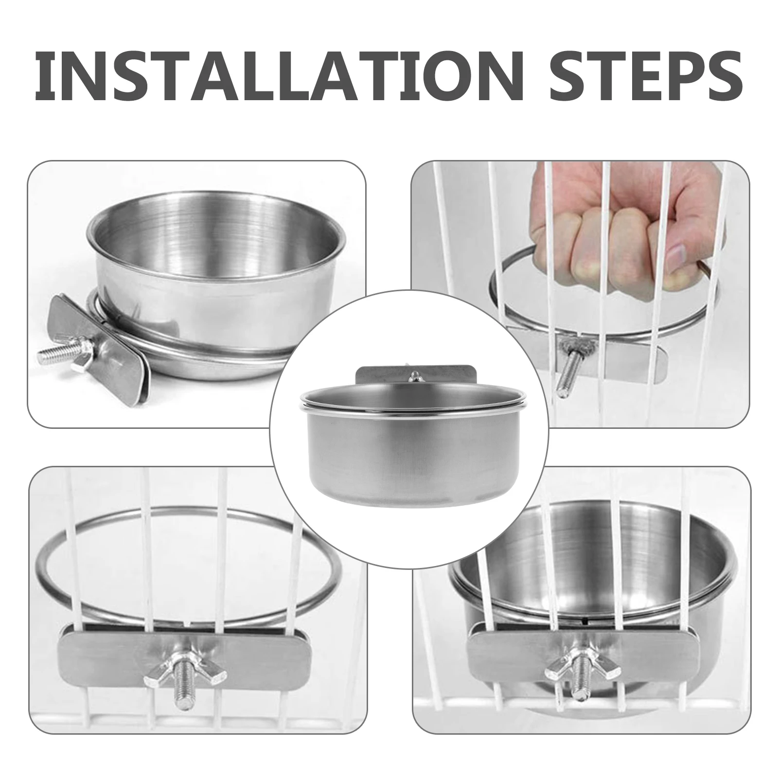 

Medium Size Stainless Steel Food Water Bowl Hanging Pet Bird Cage Use Prevents Tipping Dishwasher Safe Parrot Feeding Dish