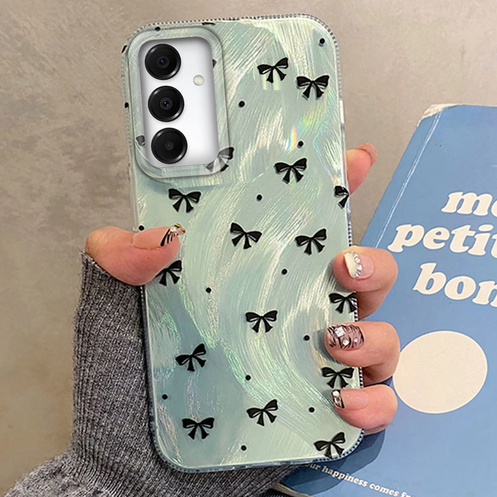 Schwarze Schleife Ciruclar Dots Handyhülle für Samsung Galaxy A55 A16 A07 A17 A26 A36 A56 A25 A35 A14 A34 A54 A15 A13 A32 A12 Cover