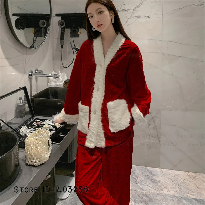 جزيرة المخملية 2 قطعة منامة مجموعة المرأة ملابس خاصة مثير الخامس الرقبة الجاكار ليوبارد منامة دعوى Homewear الخريف الشتاء جديد المتسكعون #2