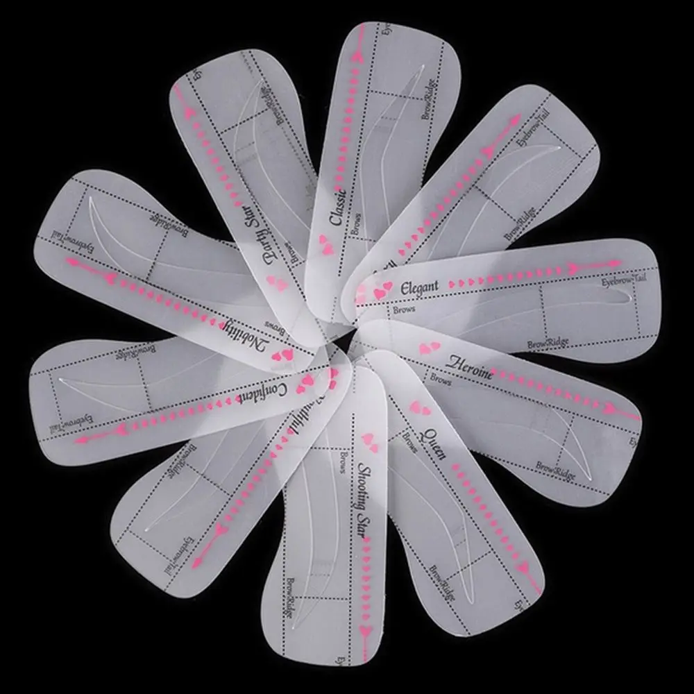10PCS Women Eyebrow Card Reusable High Durability Eyebrow Stencil Grooming Shaper Template Eye Makeup Tools Stickers