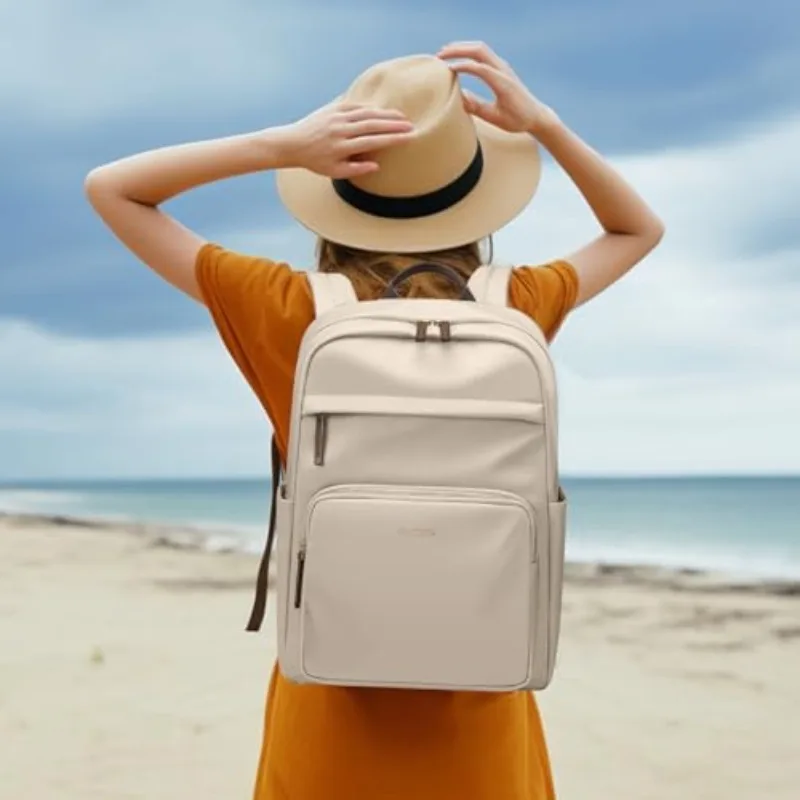 GOLF SUPAGS Women Laptop Backpack Fits 15 Inch Notebook Casual Daypack for Work Travel College Backpack Purse (Apricot)