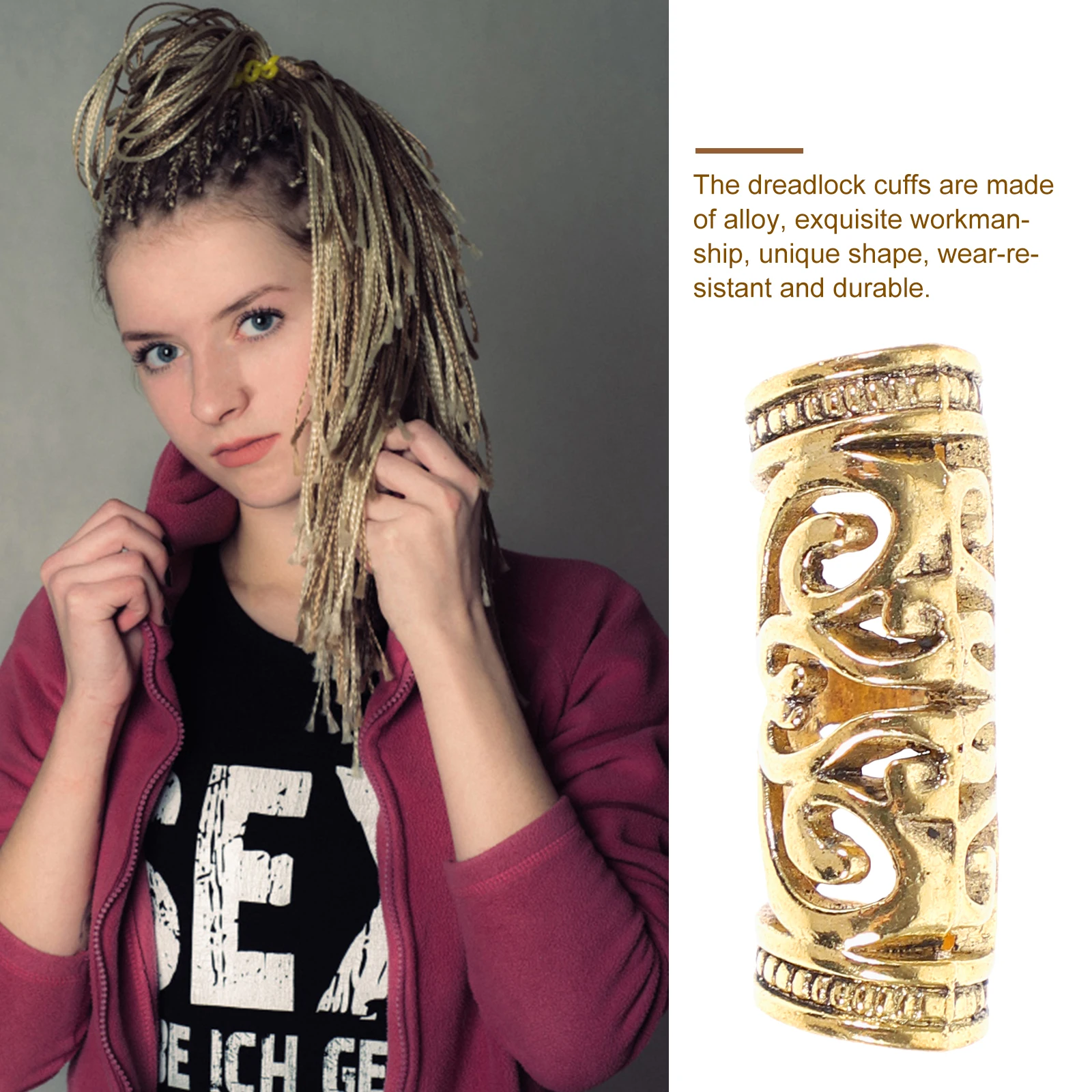 

6 Pcs Cuff Retro Headdress Accessories Dreadlock Extensions Jewelry Miss Hair Rings Gold