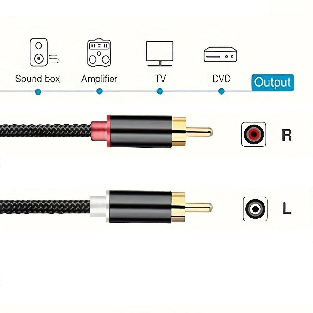 USB to 2RCA Male AV Cable Lead Suitable For 1.2 Meters Of TV Computer Audio Connection Cable