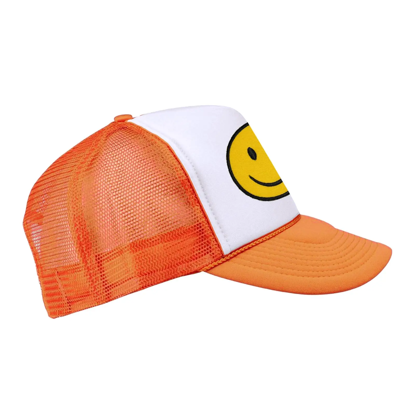 Smile Face Trucker Hat Retro Mesh Baseball Cap with Smile Patch Foam Neon High Crown Y2K Czapki dla mężczyzn i kobiet (pomarańczowe)