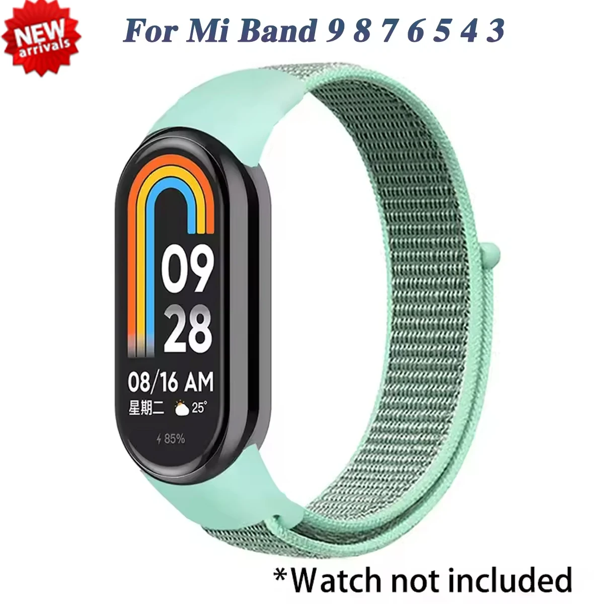 Nylon-Schlaufenarmband für Xiaomi Mi Band 9, 8, 7, 6, 5, 4, 3, atmungsaktives Armband, Smartwatch-Armband, Sport-Pulsera-Armband, Miband 9 NFC