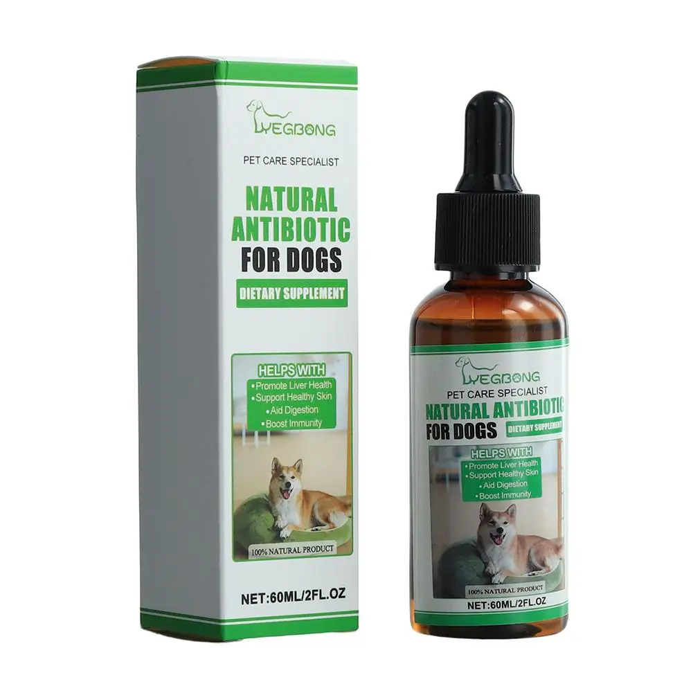 60ml suplemen makanan untuk anjing antibiotik alami anti-bakteri setelan suplemen Anti virus untuk anjing kucing P4B2