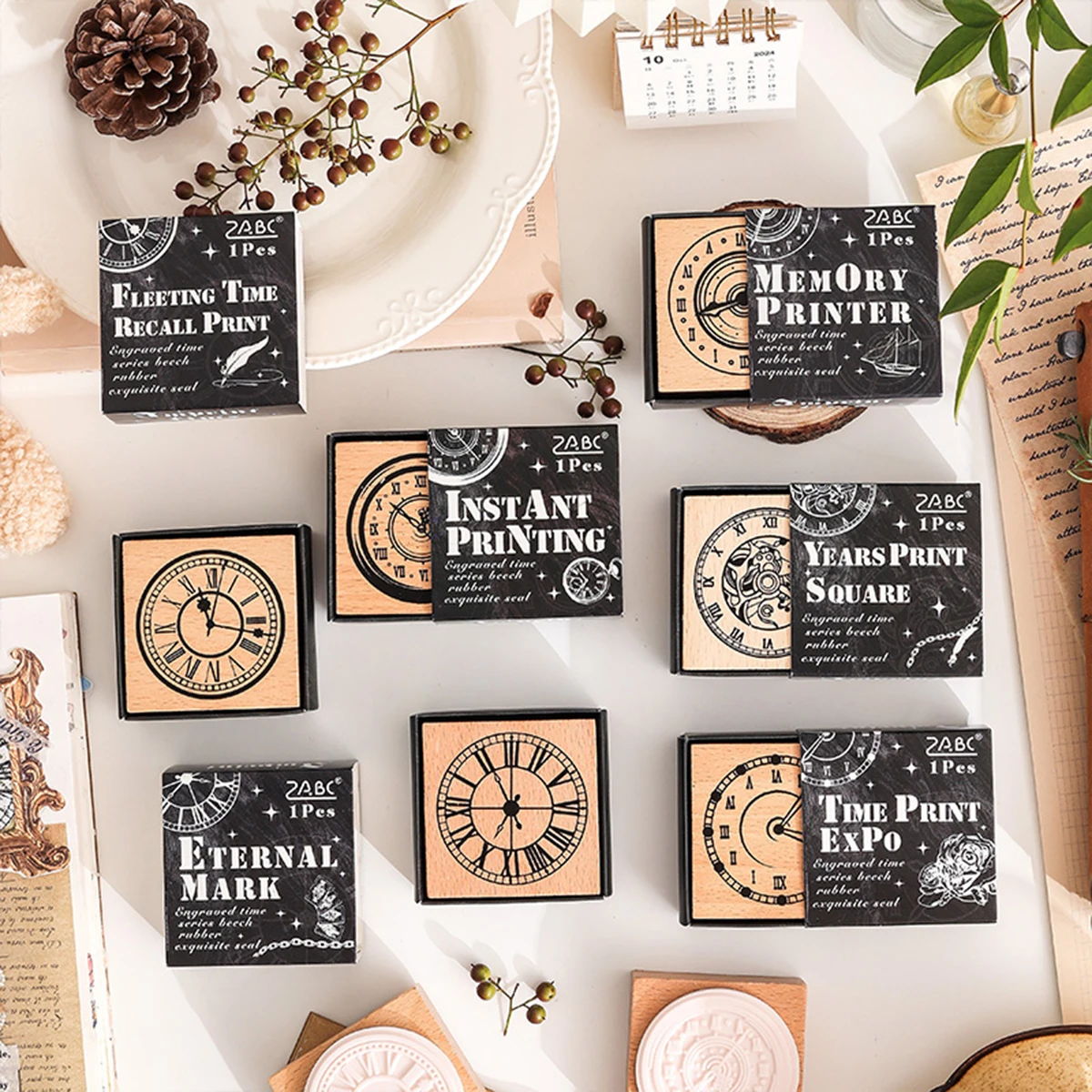 Scrapbooking - Timbro in Legno con Motivo Orologio