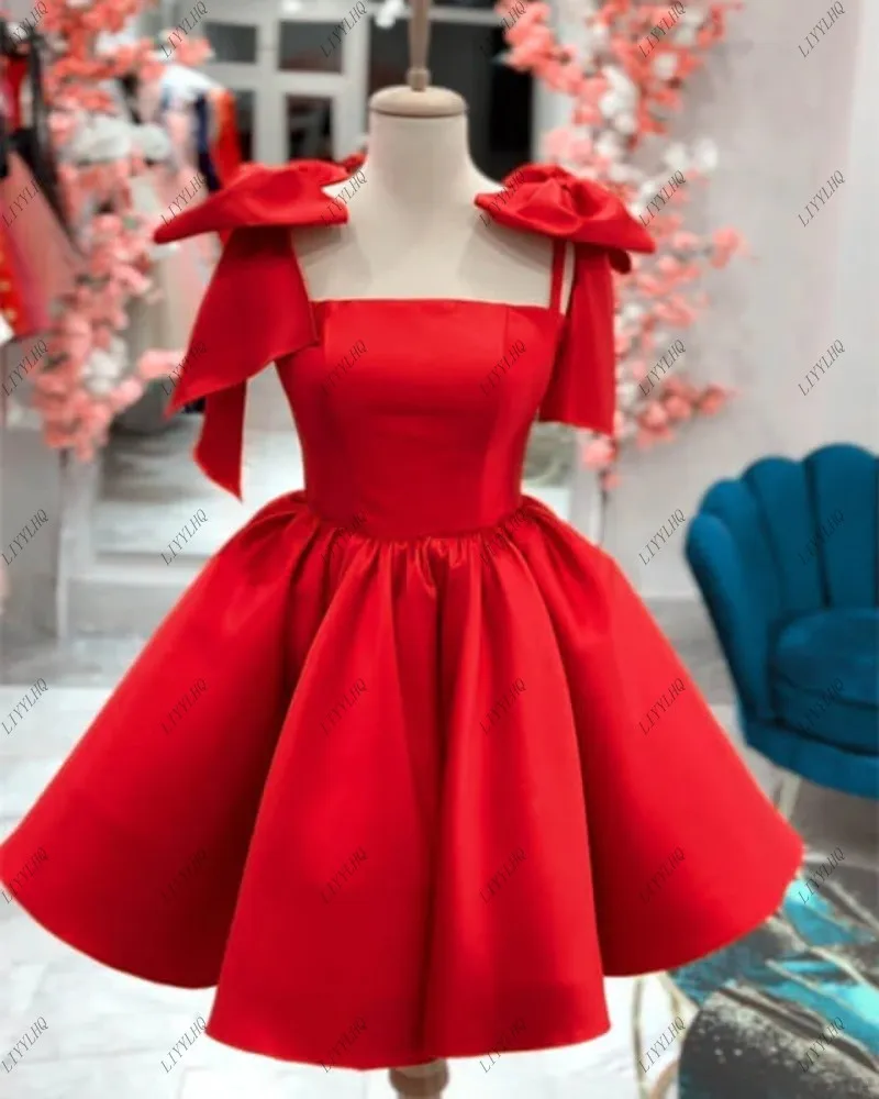 LIYYLHQ Rose Red A Line Mini Prom Party Dresses Sweetheart Corset Back Satin Gown Graduation Cocktail Dresses Birthday Gowns