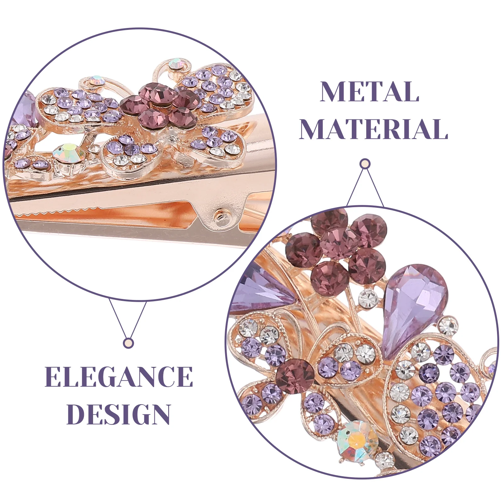 

Sturdy Rhinestone Clips Vintage Large Barrette For Women Teen Girls Party Costume Cosplay Dance Durable Metal Hairpin Fine Thin