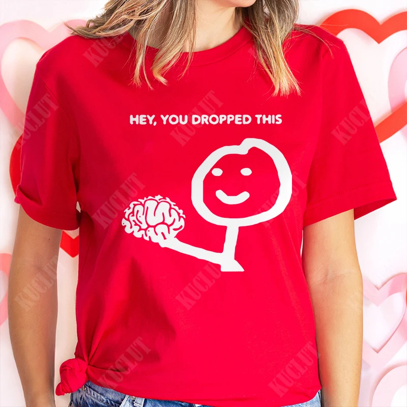 مرحبًا، لقد إسقاط هذا القمصان للنساء الملابس تصميم مضحك جرافيك الدماغ Y2k بلايز الفكاهة والجنفة قصيرة الأكمام تيز #5