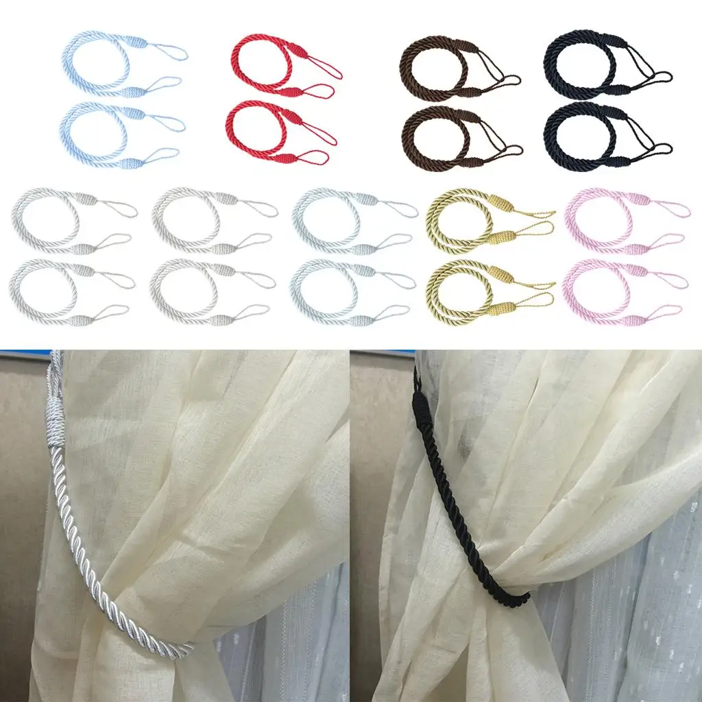 2 PCS Curtain Tiebacks Curtain Clips Rope Holdbacks Curtain Weaving Holder Buckles for Decorative