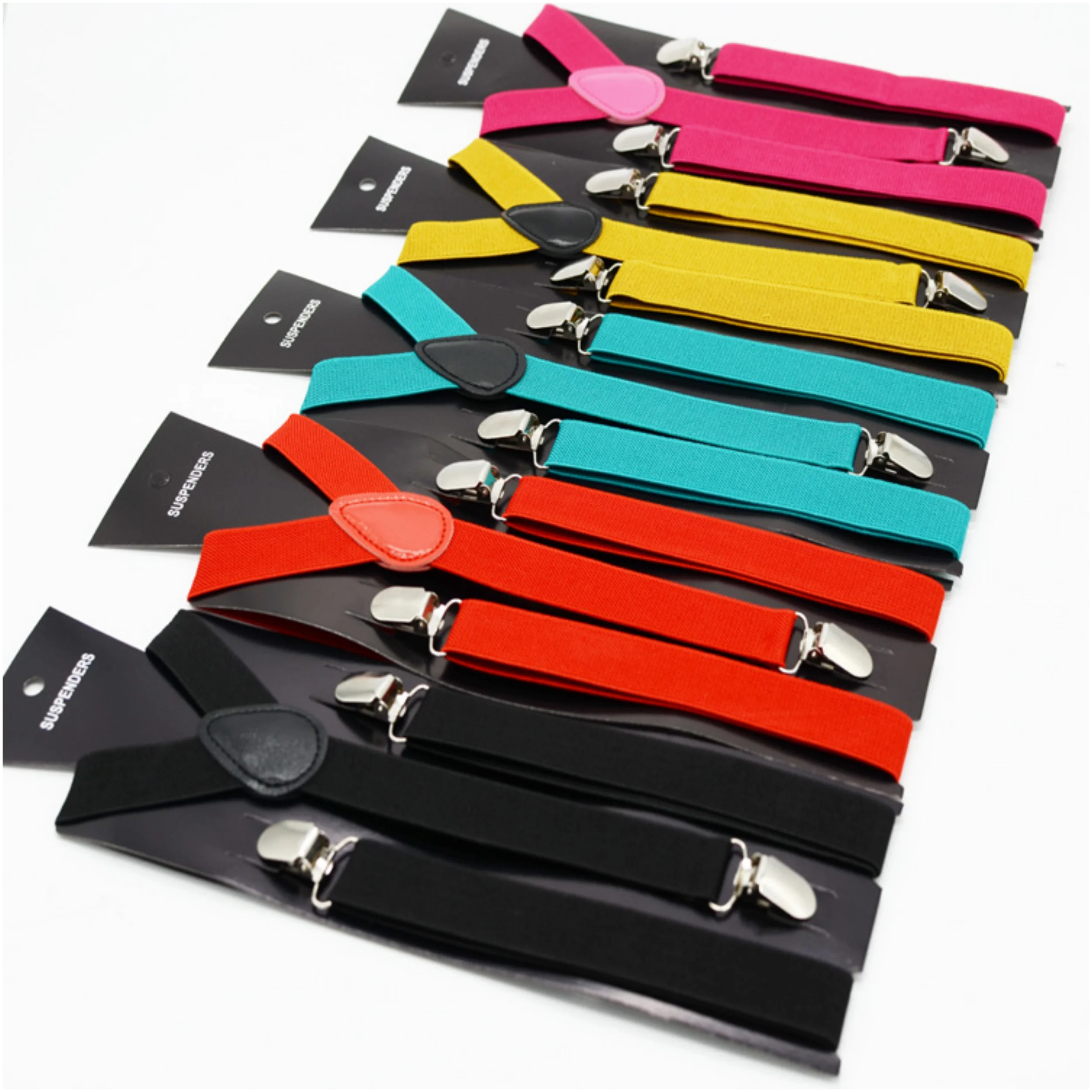 Adult solid color suspenders for men and women universal 2.5cm 3 clips suspenders elastic elastic suspenders clips party costume