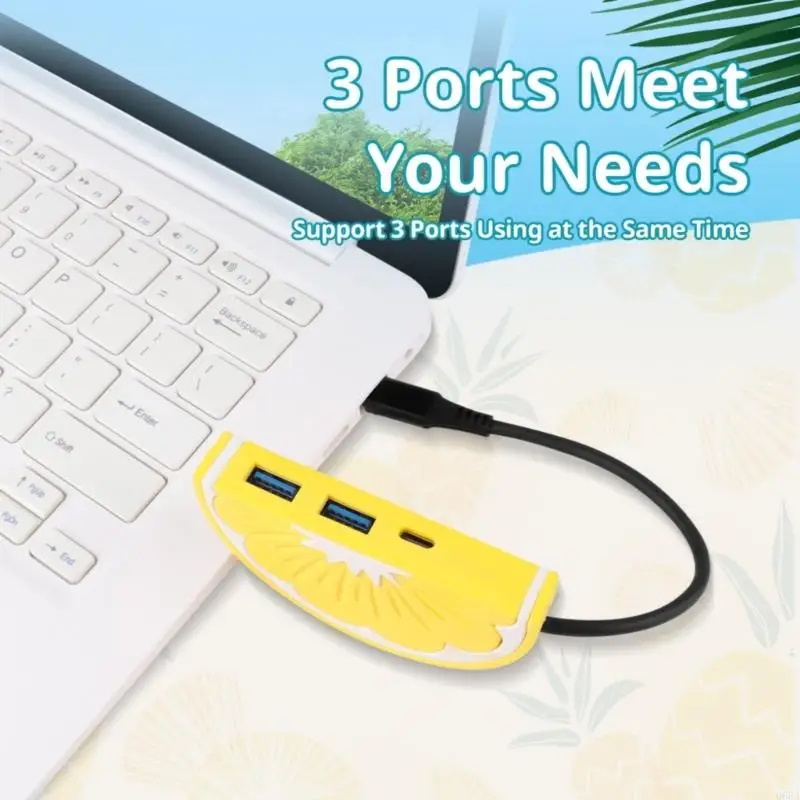 Adaptador extensión USB C con adaptador 2x USB3.0+Tipo C para dispositivos eficientes Tabletas tabletas para portátil