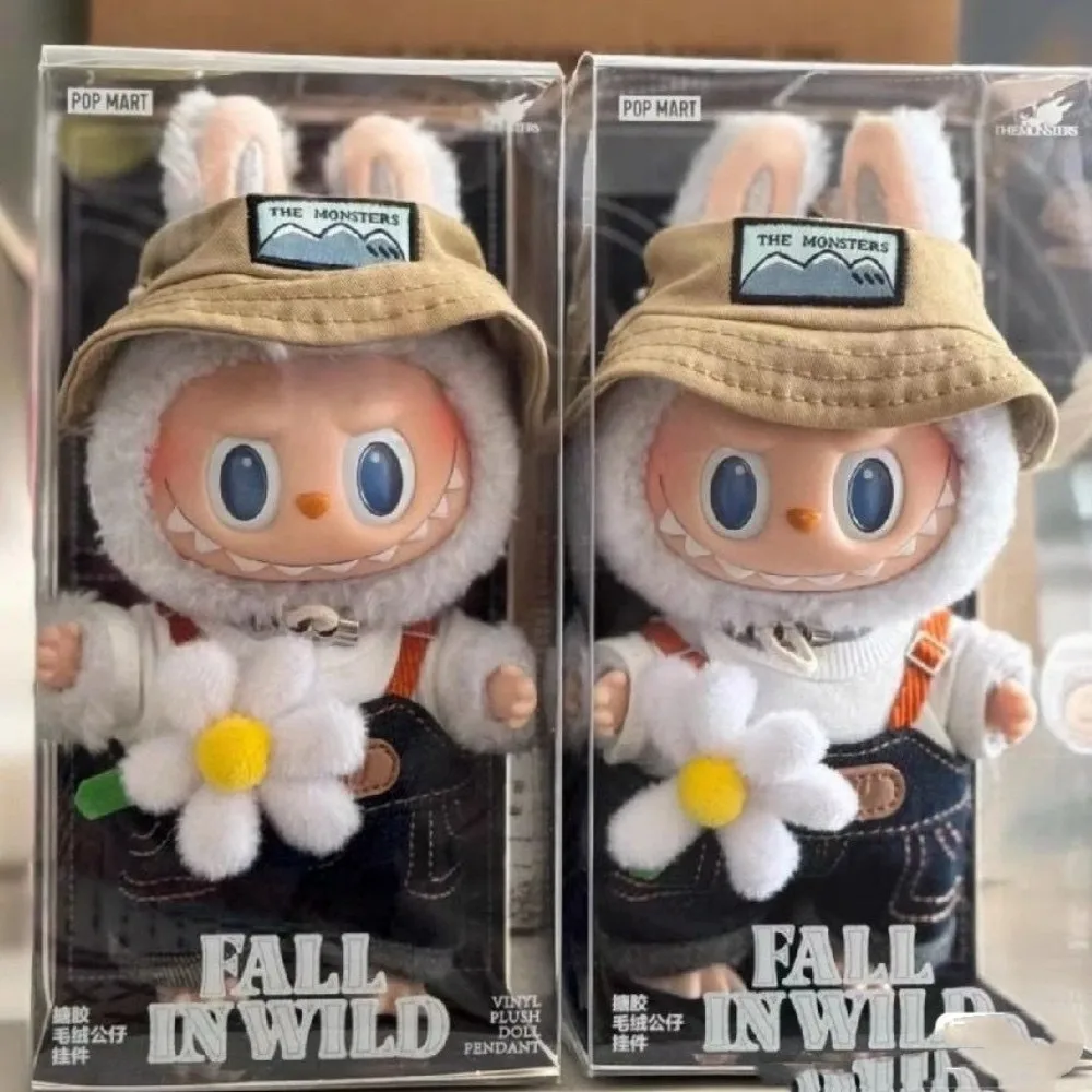 คุณภาพสูงมอนสเตอร์ Fall In Wild ฤดูใบไม้ผลิ Wild At Home ตุ๊กตาไวนิลตุ๊กตากระเป๋าเป้สะพายหลังจี้ตกแต่งพวงกุญแจ Denim Labubu