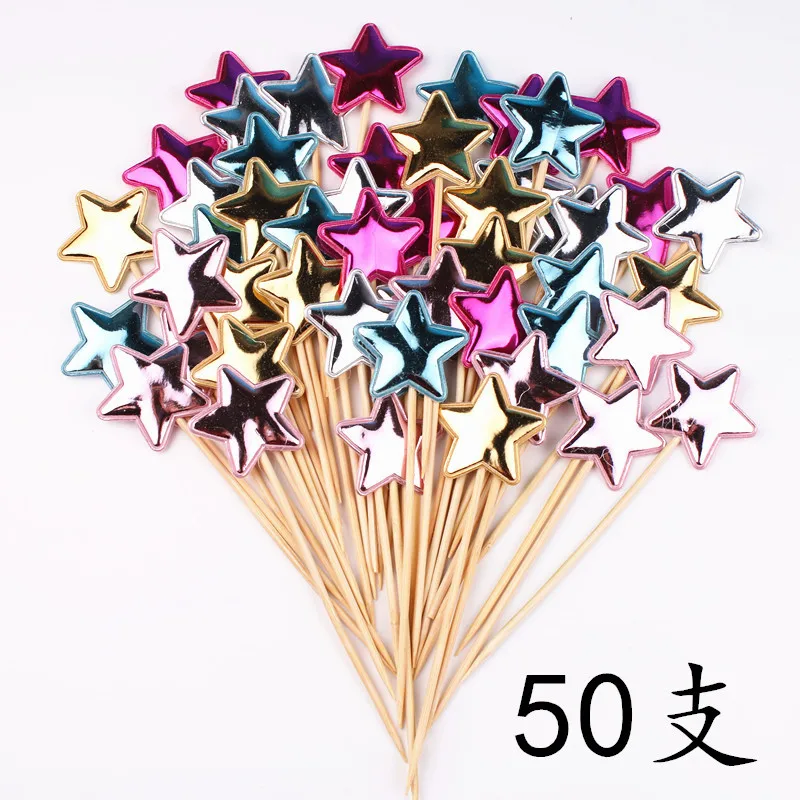 50 قطعة كعكة ملونة توبر تاج ستار القلب حفلة عيد ميلاد سعيد كعكة ديكور لوازم استحمام الطفل الديكور حفل زفاف