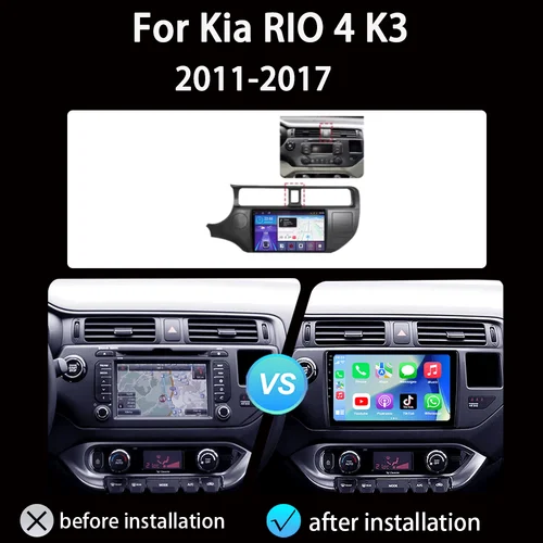Imagen 2 del producto Radio de coche Android 15 Carplay Auto para Kia RIO 4 K3 2011 2012 2013 - 2017 reproductor de vídeo Multimedia navegación GPS No 2Din 2 Din
