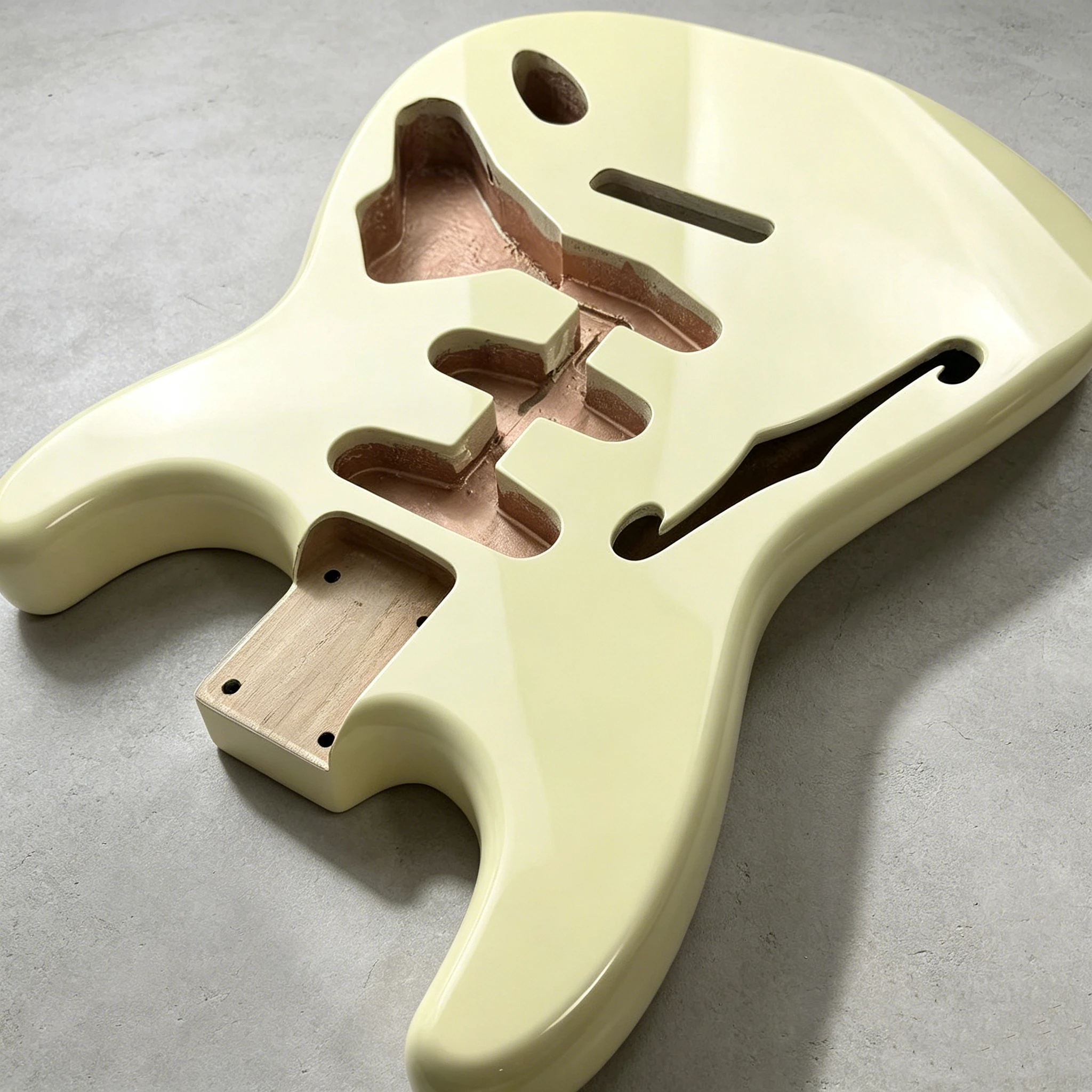 ST Thinline Semi Hollow Electric Guitar Body Vintage Cream Gloss Alder Wood Blank Guitar Body DIY Replacement Accessory For ST