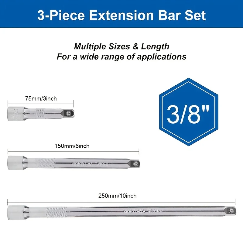 1/4 "3/8" 1/2 "Drive Extension Set Socket Ratelsleutel Extension Bar, 50/100/150/250mm Ratelsleutel Socket Extender Handje