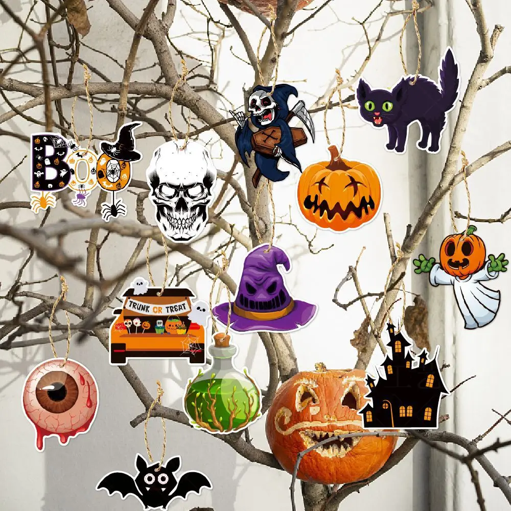 1set Pumkin Skull Hanging Ornaments Banner Balloons Halloween Party Decoration Pendant Scary Home Outdoor Halloween Decor Suppli