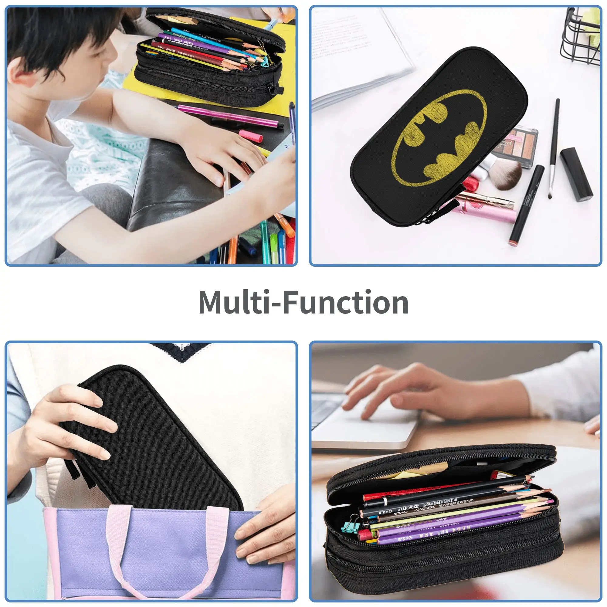 Batman Classic Yellow Logo Pencil Cases Creative  Batman Pen Holder Bag Kids Large Storage Office Gifts Pencilcases view 6