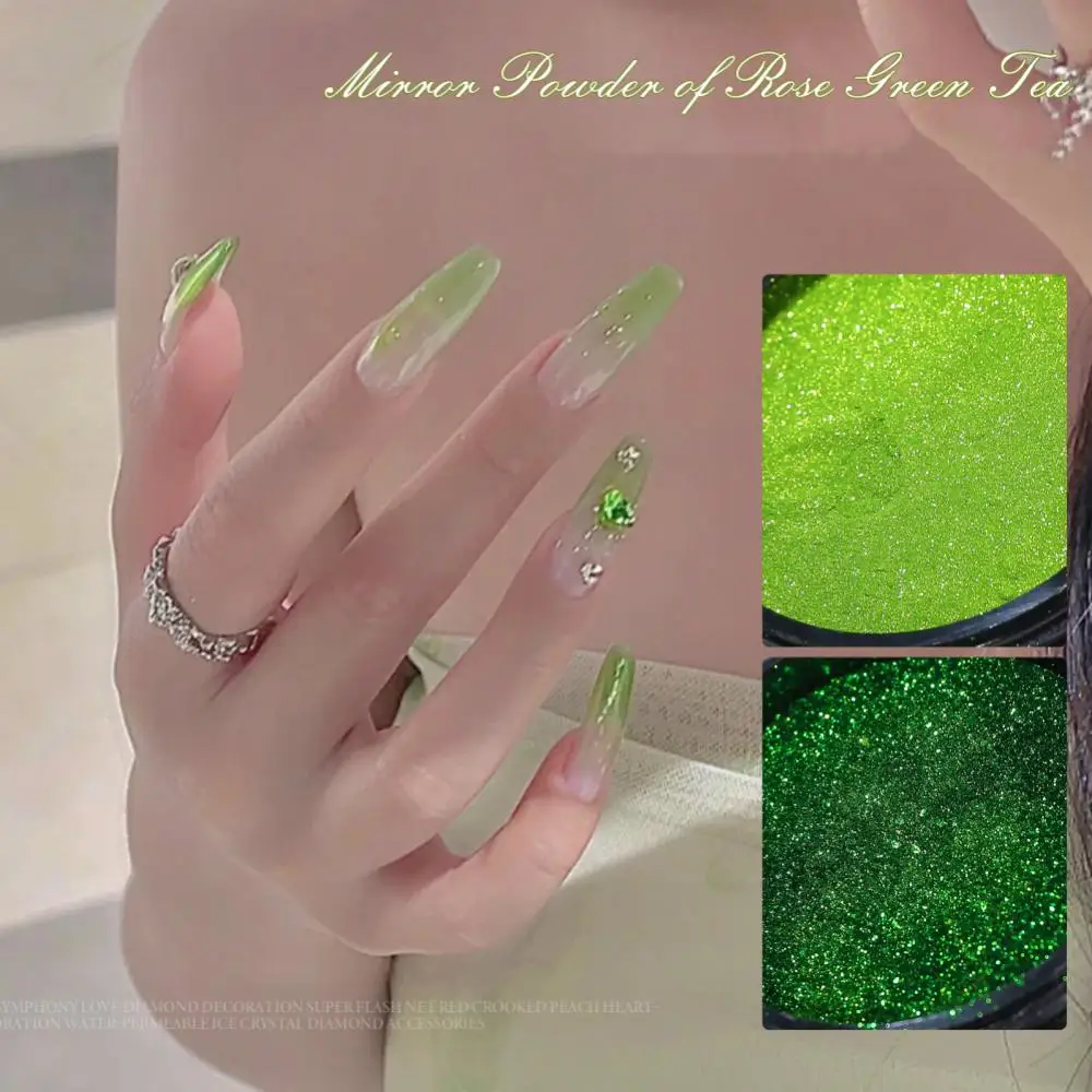 Nagelspiegelpoeder Langdurig Effect Gemakkelijk Toe Te Passen Oogverblindende Top-Rated Prachtige Must-Have Unieke Glanzende Afwerking Trendy Roze Groen