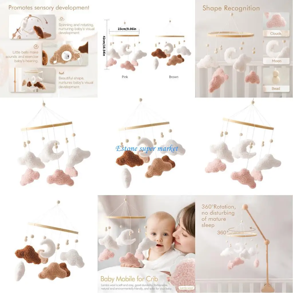 090B Entwicklungsspielzeug für Babys mit strukturierter Mondwolkenform, die Greiffähigkeiten und die Erkundung des Gehörs