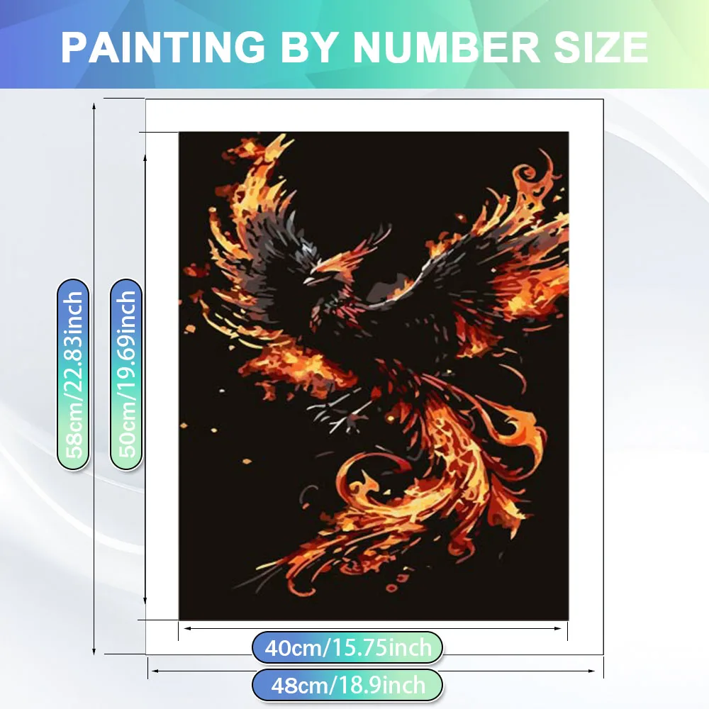 HUACAN Paintings By Numbers Phoenix Animal Pictures Drawing On Canvas Bird Fantasy Handmade Craft Kits Wall Decor