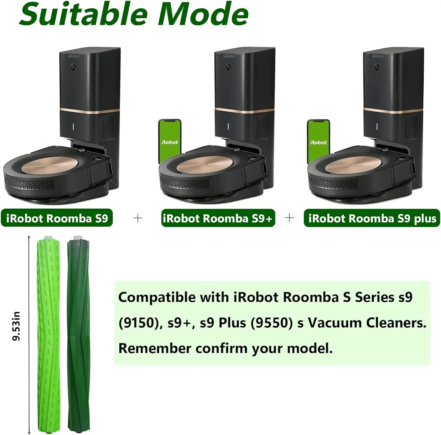 แปรงลูกกลิ้งอเนกประสงค์สำหรับ S9 iRobot Roomba (9150) S9 + S9 PLUS (9550) S ชุดอะไหล่เครื่องดูดฝุ่น