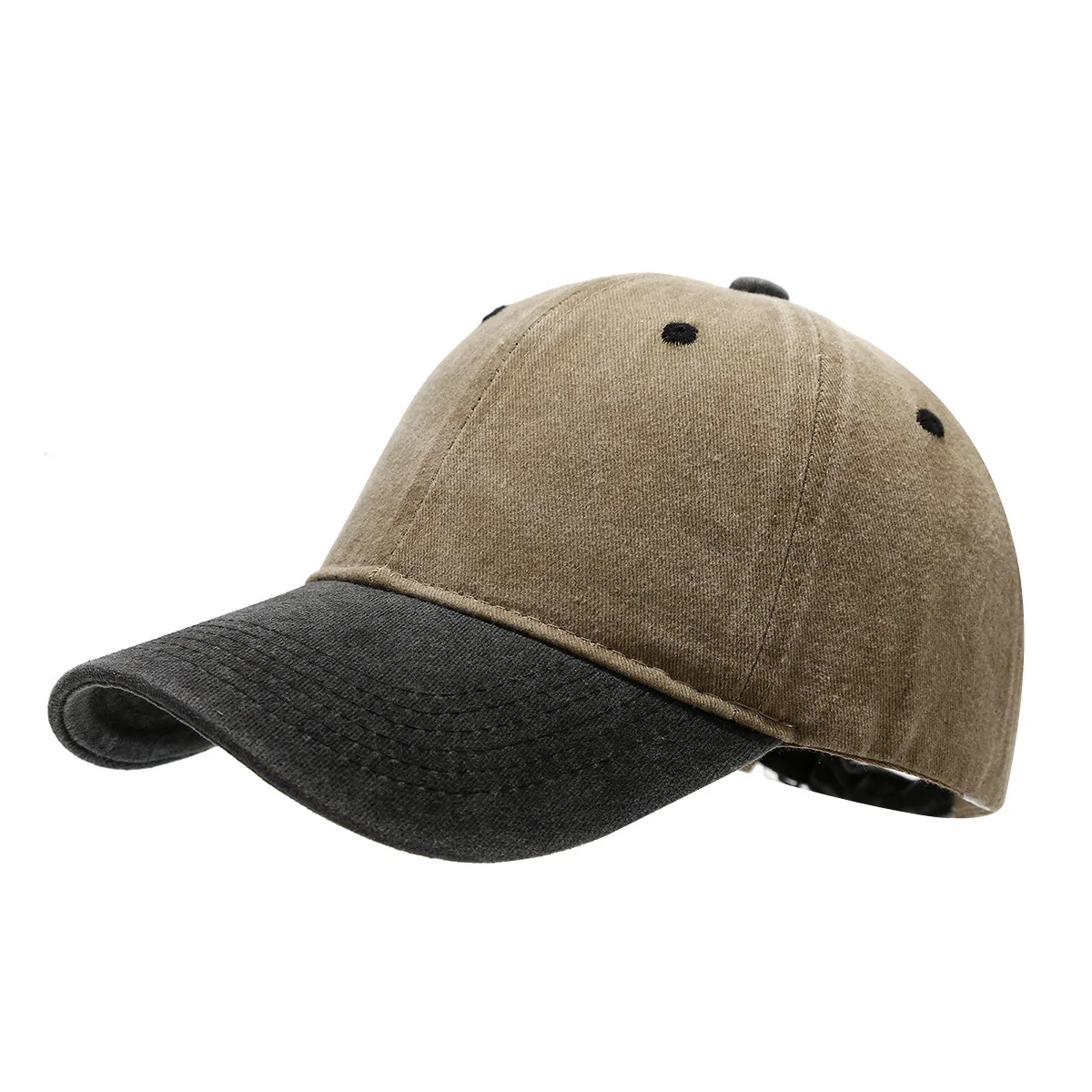 Customized Printed Logo Washed Color Blocking Denim Baseball Caps Men's And Women's Retro Tidal Current Duck Tongue Hats view 5