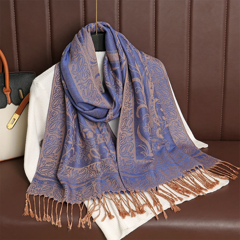 Fahsion Design Jacquard Linen Scarf for Women Luxury Head Scarves Large 190x70cm Shawl Wrap Beach Stoles Poncho Bufanda Echarpe