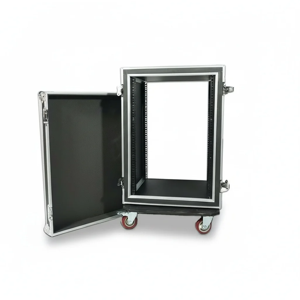 16U ATA Rack Case, 9mm Laminated Plywood Aluminum Hardware, Shock Mount Road Case with Wheels, Aluminum Amp Flight Case