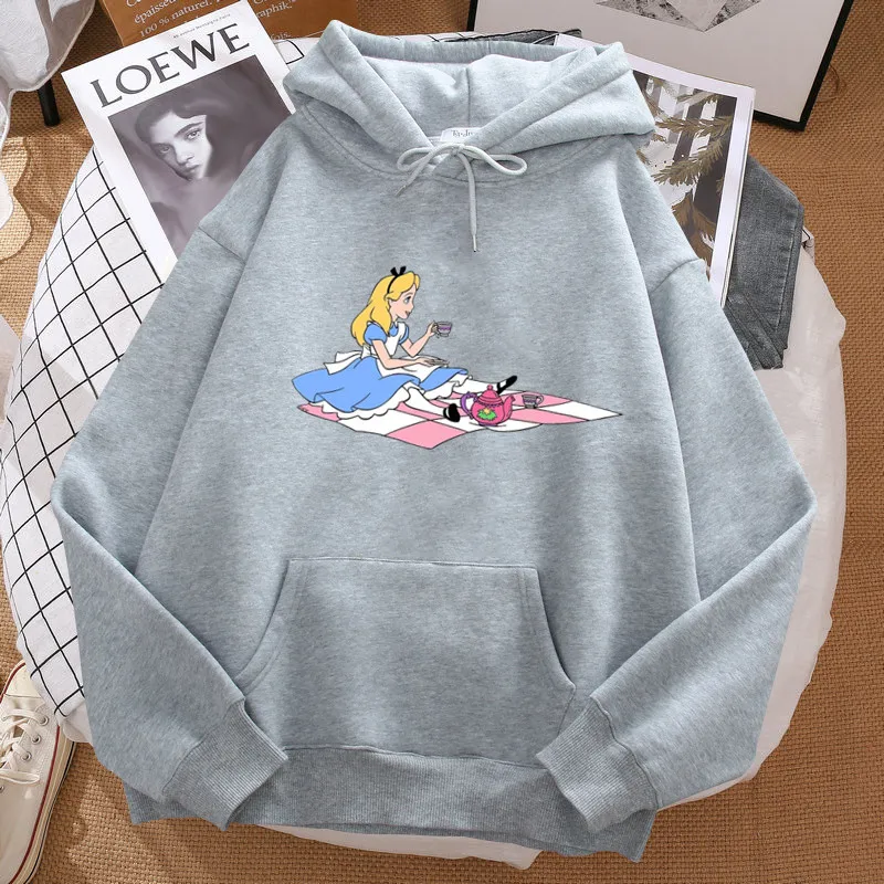 Alice In Wonderland Hoodies Women Printed Cute Cartoon Sweatshirts Funny Hoody Fashion Streetwear Tops Hoodie Winter Clothes