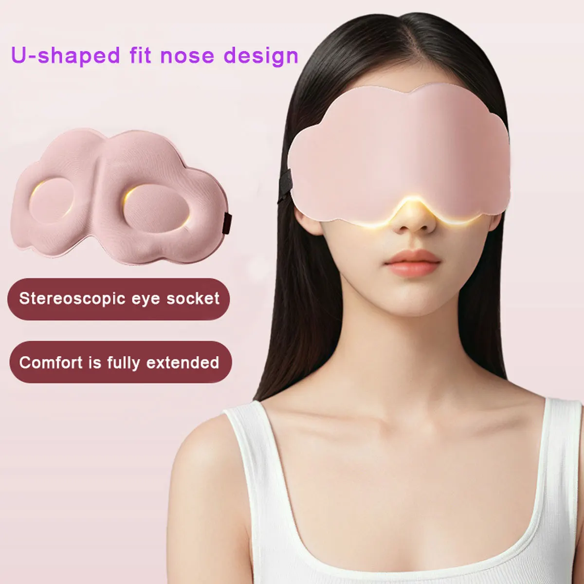 1 Stück 3D-Schlafmaske Block Out Schwamm Augenmaske Einfache einfarbige Verdunkelungs-Schlaf-Nickerchen-Augenmaske