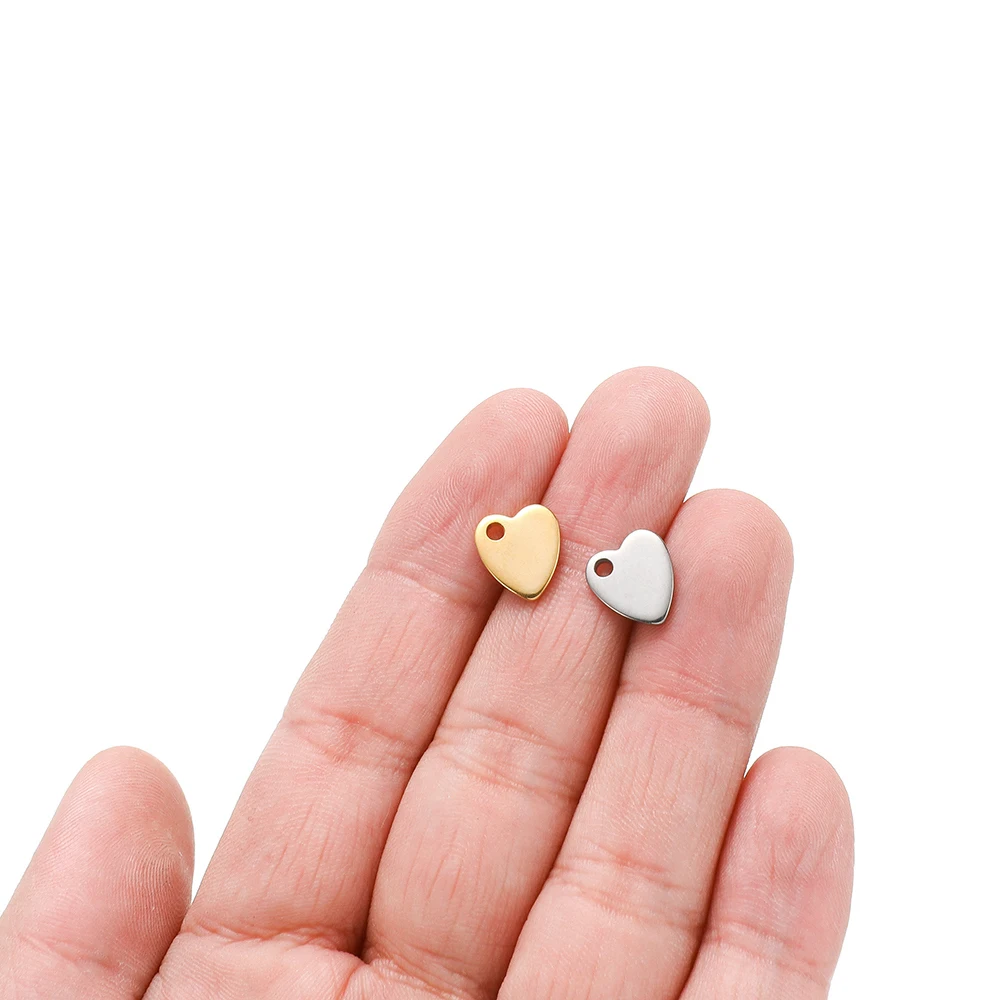 

20Pcs Stainless Steel Small Heart Pendants End Tail Charms for DIY Cute Jewelry Making Necklace Findings Bracelet Material Bulk