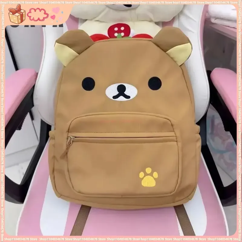 

Рюкзак Kawaii Rilakkuma с вышивкой в ​​стиле аниме, стильный школьный рюкзак большой вместимости, нейлоновые многофункциональные сумки
