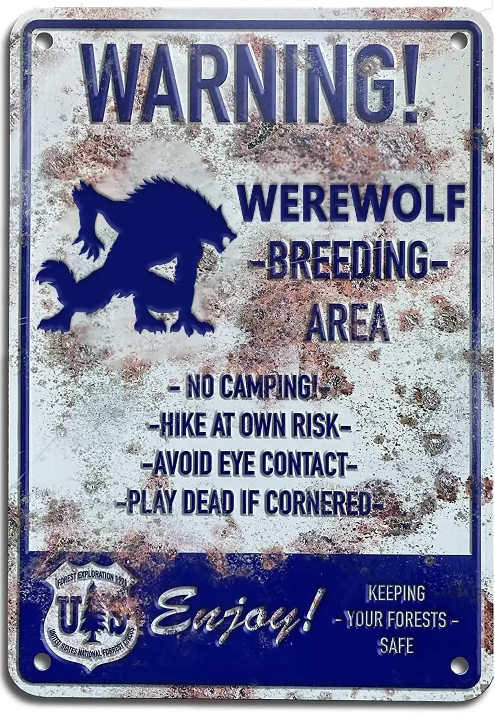 Retro Werewolf Breeding Area Tin Sign Werewolf Warning Plaque Wall Decor Gift For Garden Men Cave Garage Farm Cafe Library  sign