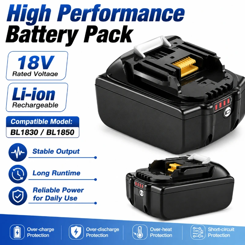 

18AH Suitable for Maki 18V18.0 BL1830 BL1850 Cordless Power Tool Accessories Lithium Long Range Rechargeable Battery