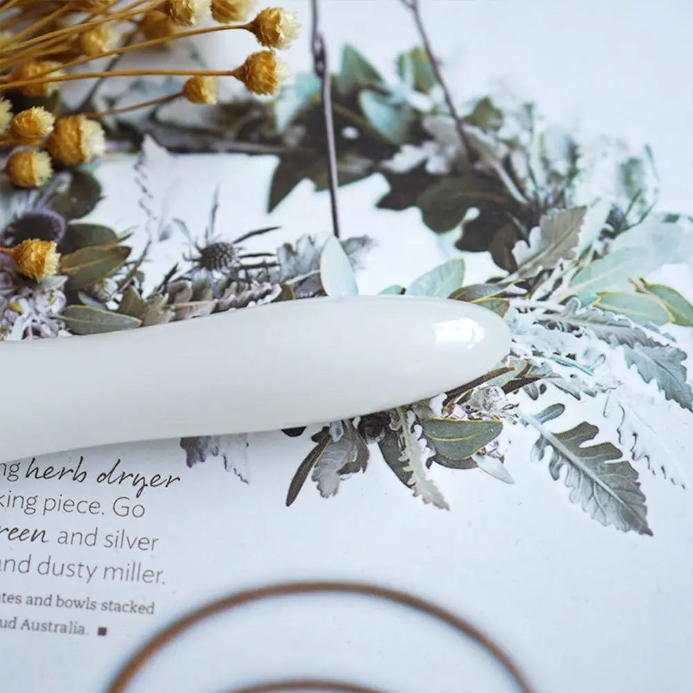 

Portable White Glass Massage Pen Durable Smooth Polished Scraping Therapy Tool Acupoint Stimulator for Men Women