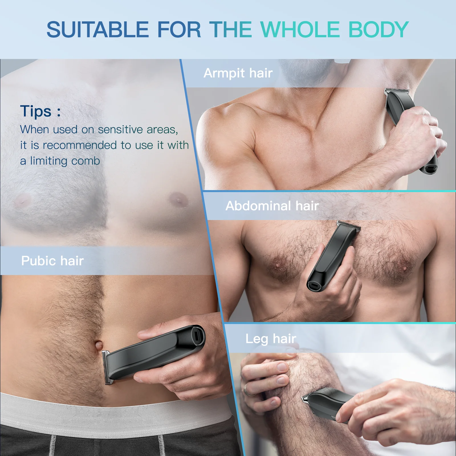 Kensen S25 Electric Body Hair Trimmer Men's Razor with base Adjustable Shaver Hair Cutting Machine Beard Trimmer Haircut Machine