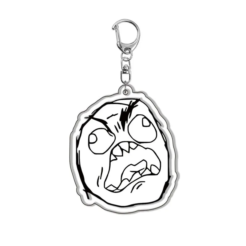 Funny Troll Face Keychains No Me Gusta Rage Forever Alone Pendant Key Chain Acrylic Keyring Bags Car Charm Comic Fans Gift image 5