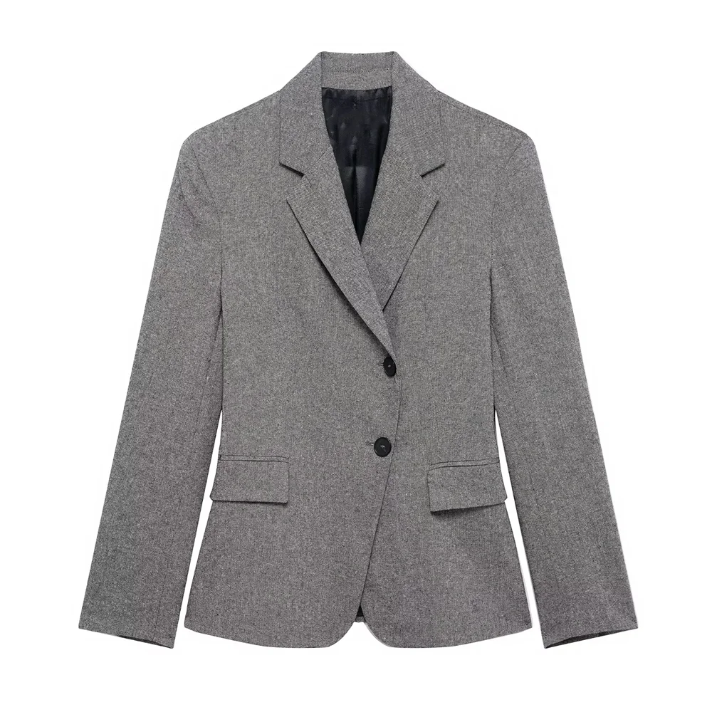 2025 RARA Women's Classic Notched - lapel Blazer and Straight - leg Trousers Suit in Light Grey for a Polished Look